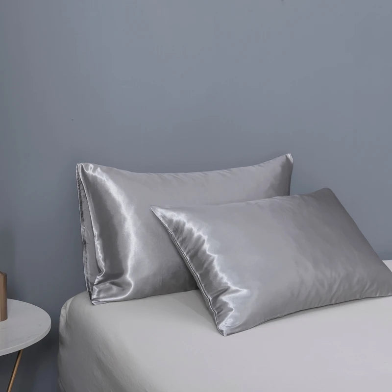 taies d'oreiller satinées solides élégantes rose blanc noir rouge beige
