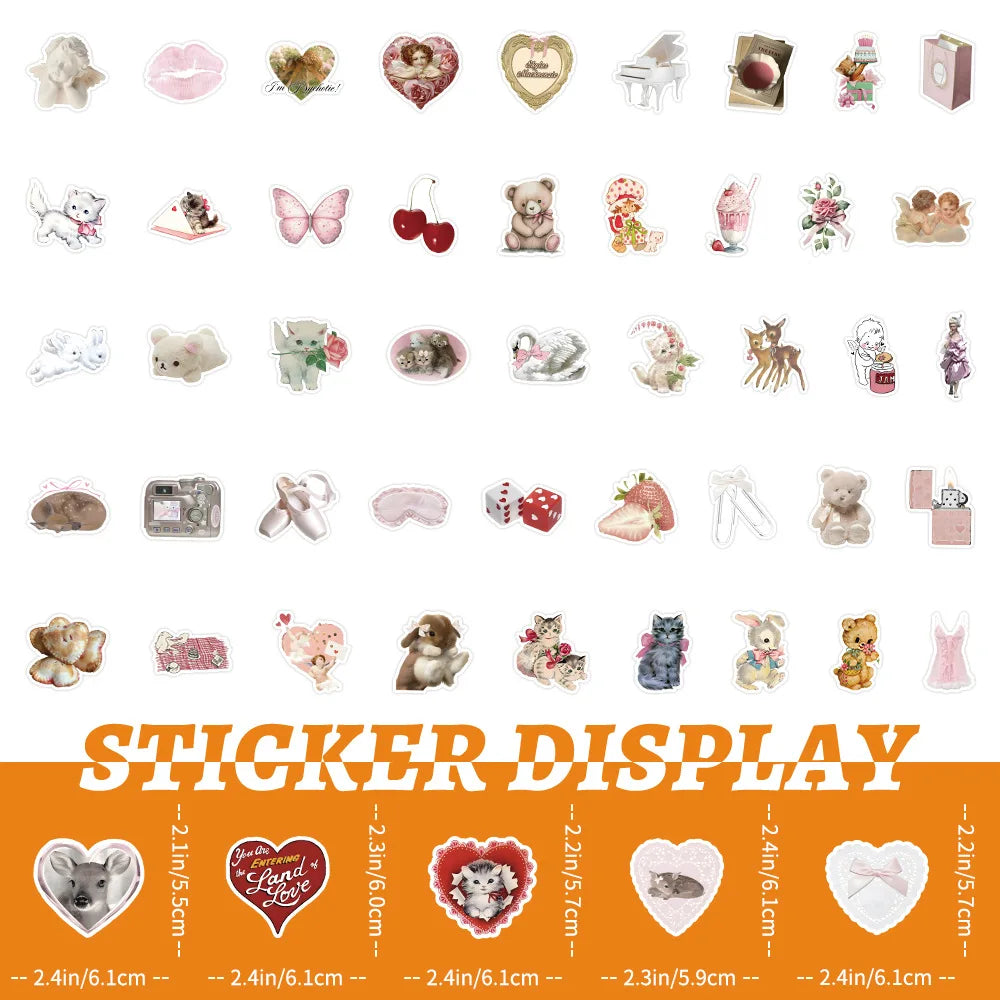 Stickers adhésifs waterproof réutilisables motifs fleurs animaux coeurs 10pc 30pc 50pc 100pc