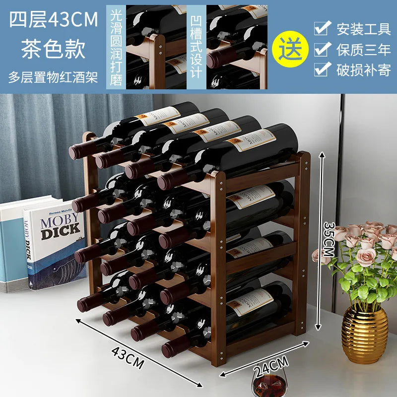 support bouteilles vin bois naturel moderne stable vis fixations 33cm 24cm 15cm respectueux environnement