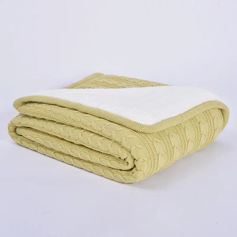 couverture tricotée torsadée coton gris beige moderne hiver voyage maison