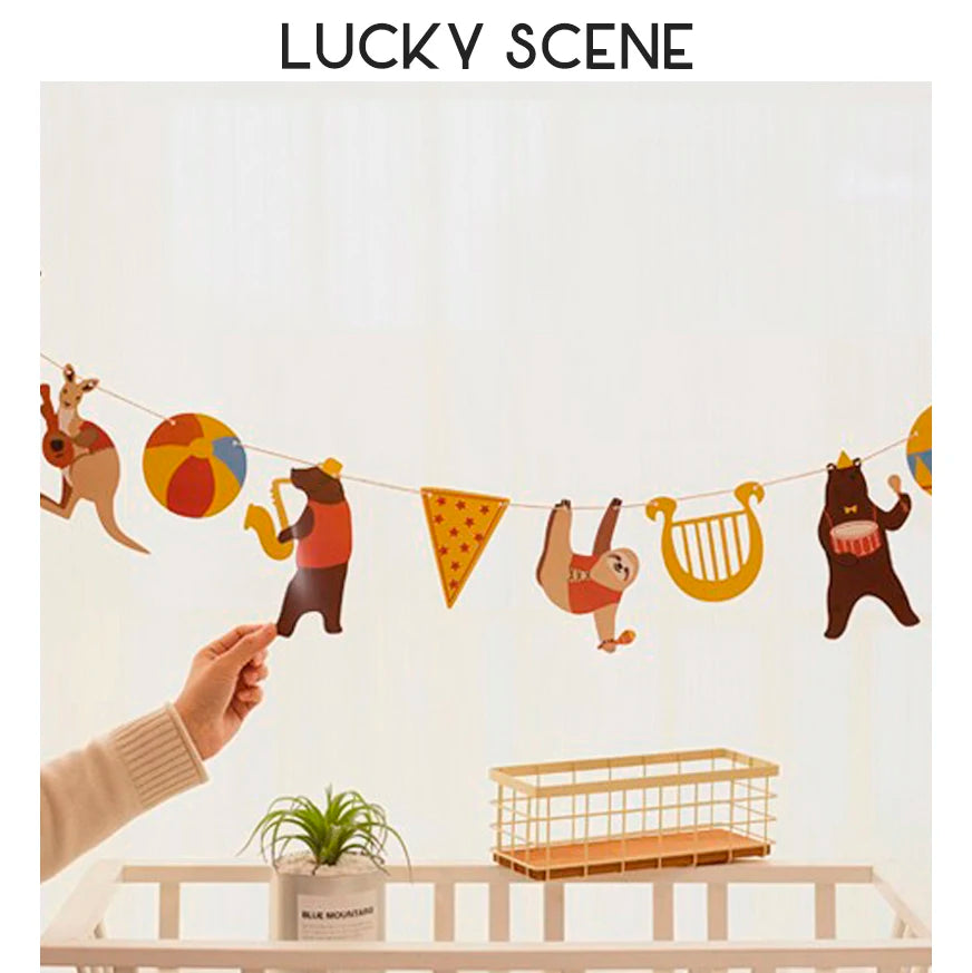 guirlande décorative anniversaire animaux mignons multicolore dessin animé oiseaux ours instruments musique