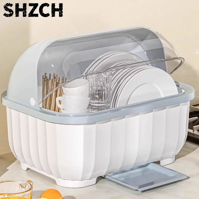 égouttoir vaisselle moderne grille drainage blanc bleu clair plissé imperméable métal bambou