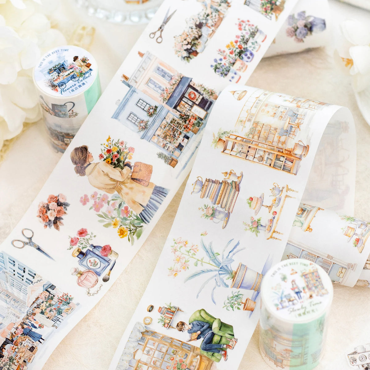 ruban decoratif vintage motifs fleurs illustrations romantiques clips reliure couleurs chaudes ancien