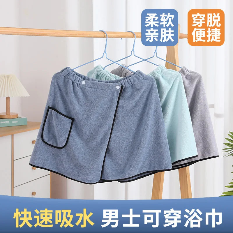 serviette bain polyester absorbante gris bleu élastique poche moderne douce rapide