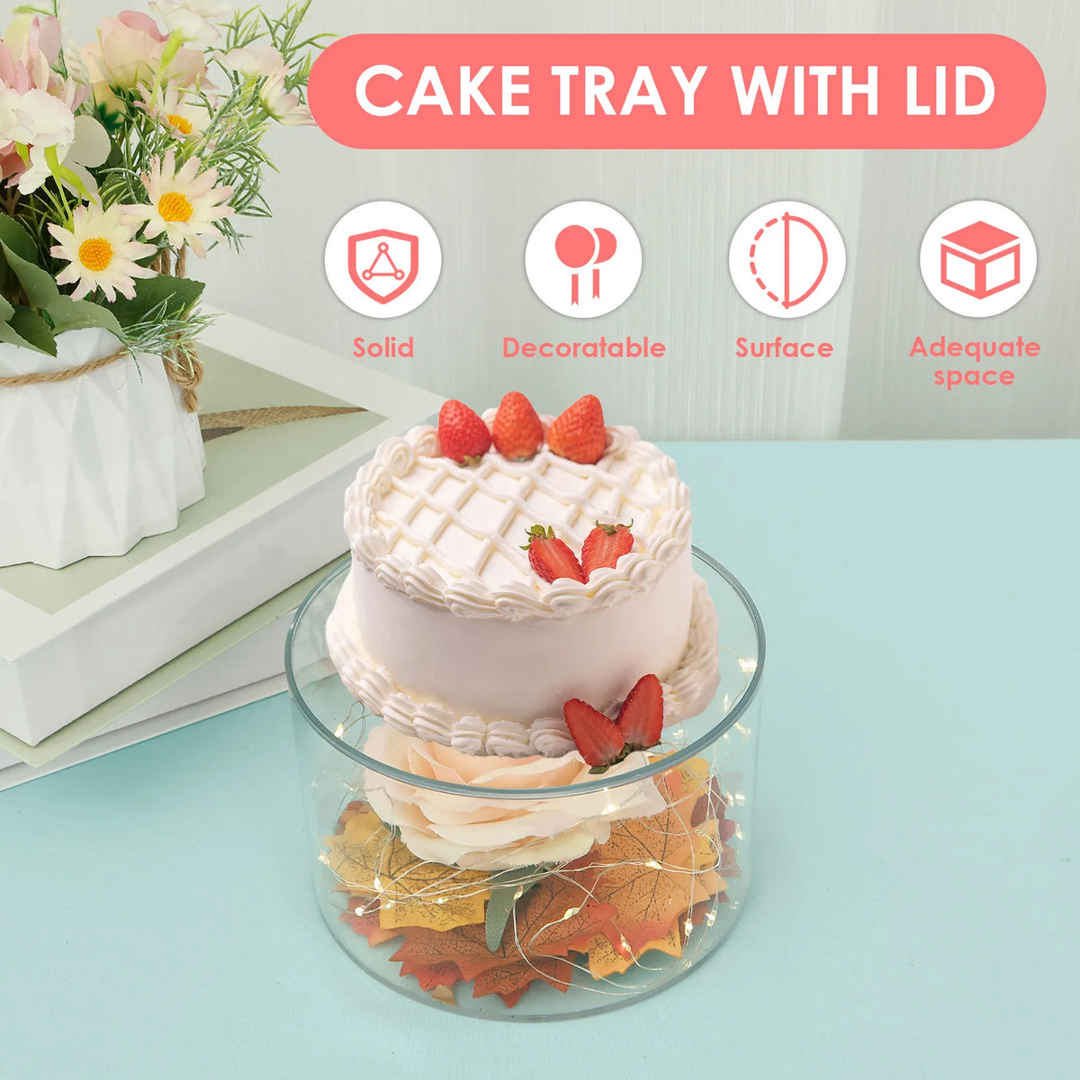 support gâteaux transparent moderne exposition pâtisserie anniversaire mariage décoration table respectueux environnement couvertures motifs
