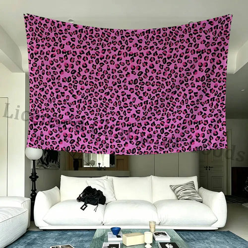 tapisserie décoration intérieure motif léopard rose noir tissu polyester moderne muraux grande