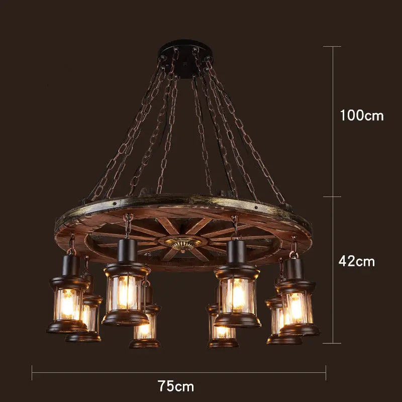 suspension lumineuse bois naturel ampoule filament industriel rustique verre translucide