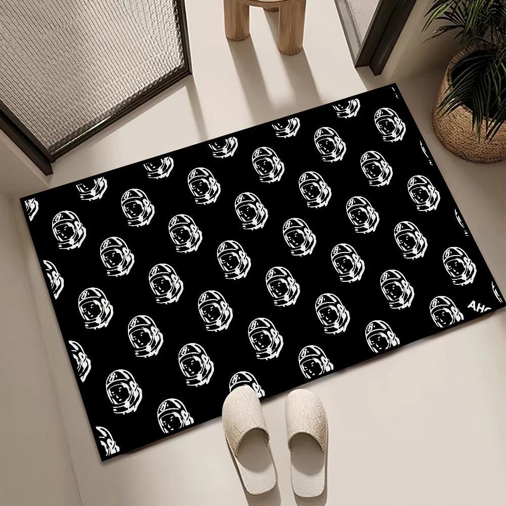tapis oriental rayé astronautes noir blanc moderne antidérapant polyester adultes chambre salon