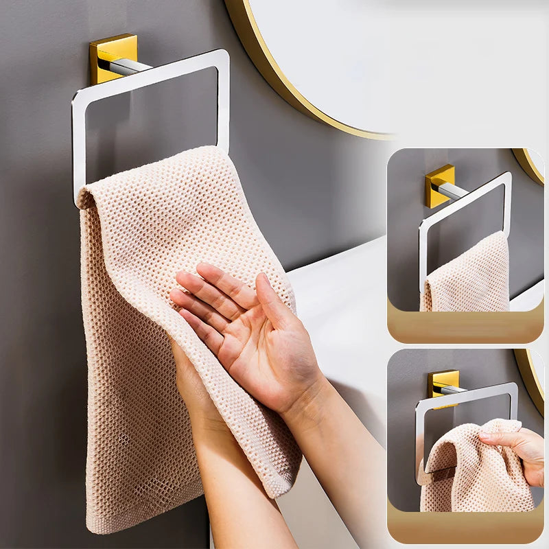 Accessoires salle bain moderne or chrome serviette papier toilette barre anneau clips