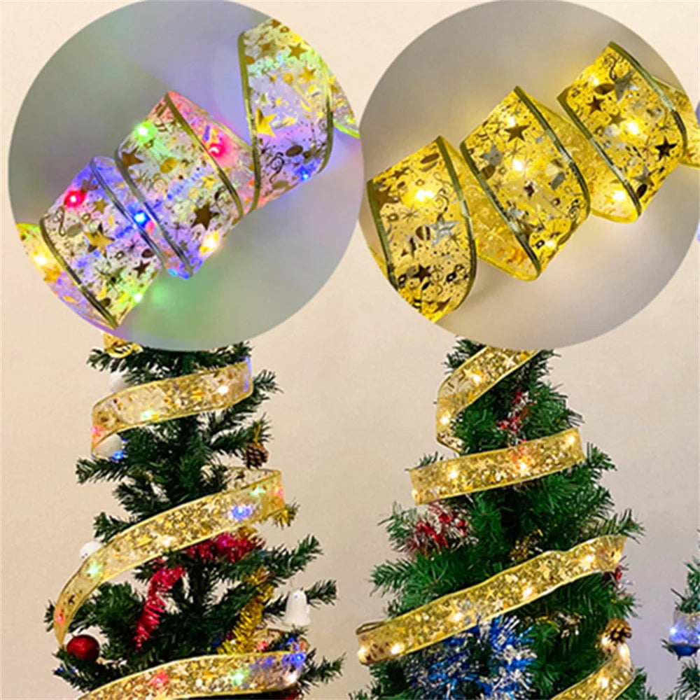 ruban lumineux étoiles motifs floraux blanc doré multicolore adhésif vacances décoration noël nouvel an