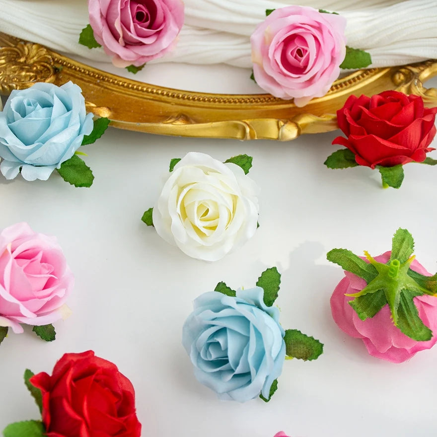 fleurs artificielles roses soie feuilles vertes décoration mariage fête intérieur
