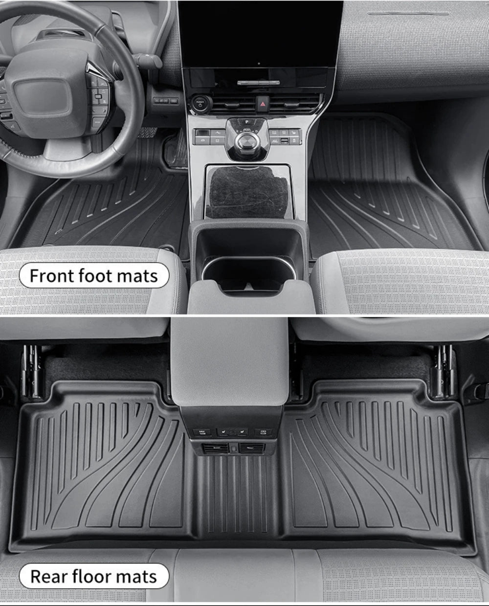 tapis sol voiture noir rayures horizontales moderne tpe avant arrière