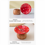 support bijoux forme champignon couleur rouge blanc texture bois moderne élégant bracelet bague montre