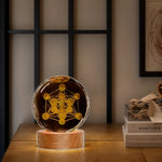 veilleuse verre transparent motif géométrique lumineux couleurs vives socle boisclair adaptateur secteur