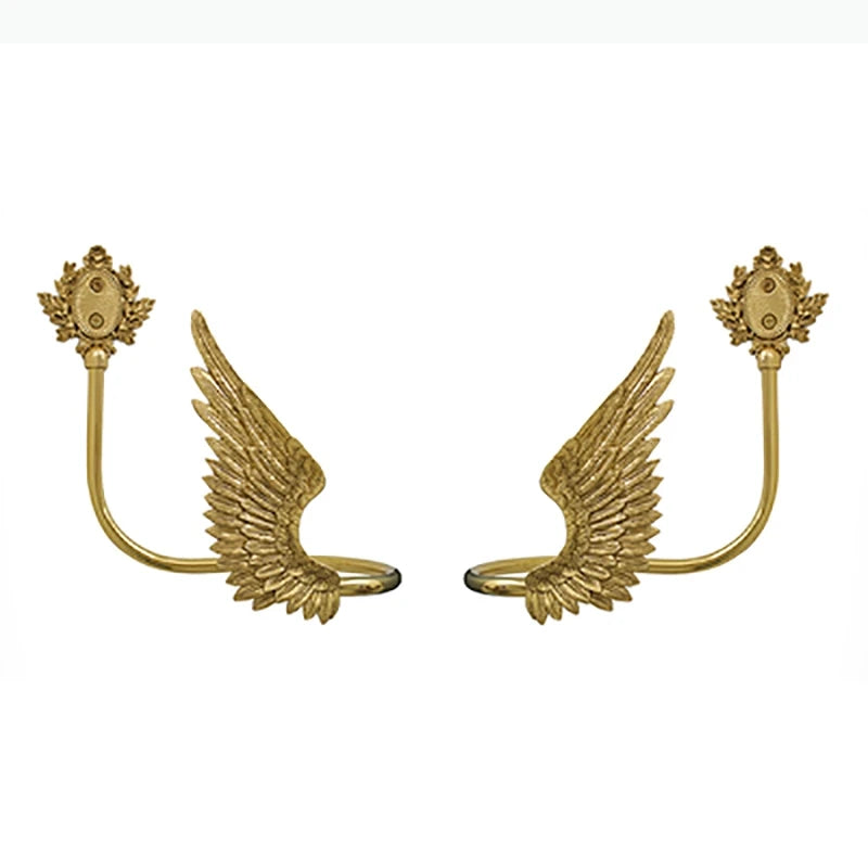 boucles rideau or ailes sculptées classiques décoratives noels dorés deux pièces