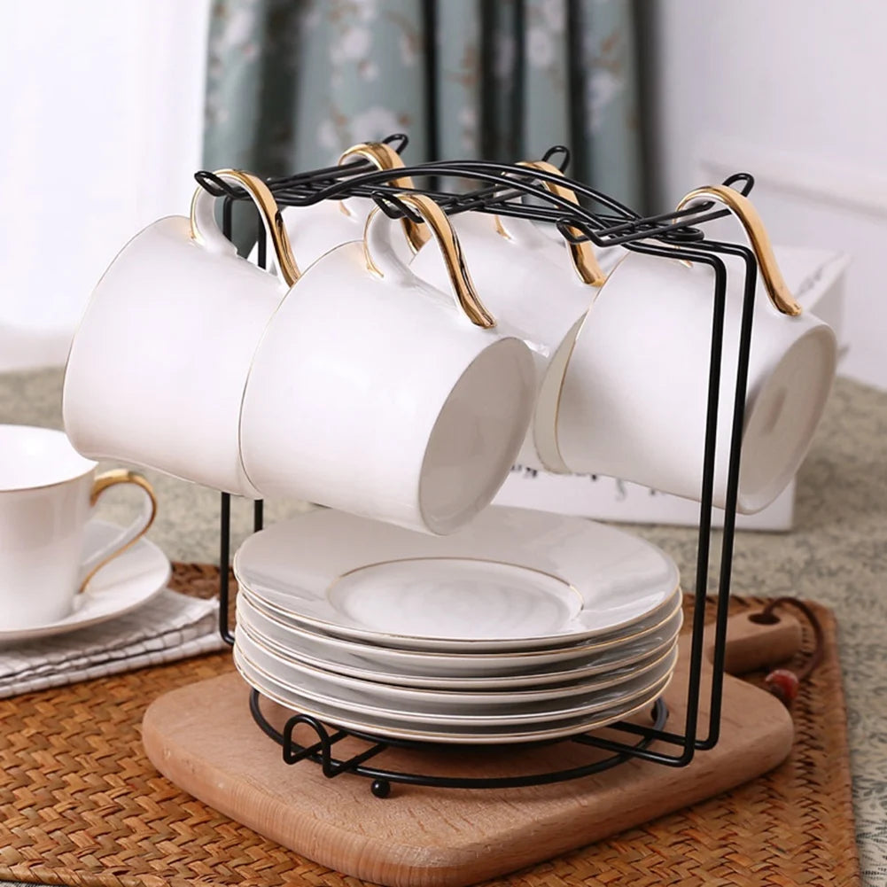 support tasses noir minimaliste clips suspension rangement cuisine vaisselier élégant moderne plateau bois