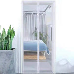 rideau porte magnétique semi transparent tissu maille fine moderne noir blanc