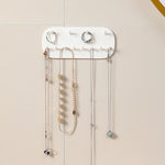 porte bijoux mural blanc moderne adhésif 12 crochets rangement plat lisse