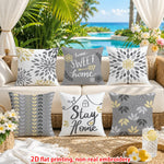 lot housses coussin décoratives gris jaune motif floral moderne canapé chambre