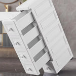 rangements mural blanc gris moderne minimaliste meuble tiroirs poignées roulettes