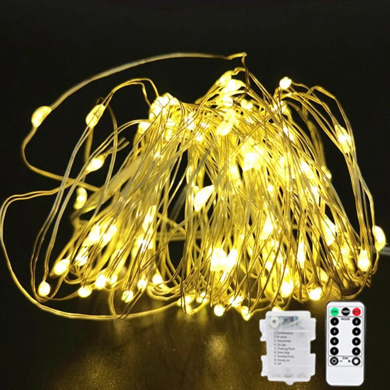 guirlande lumineuse or argent bleu led clips moderne télécommande autonomes