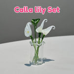 bouquet floral artificiel verre multicolore moderne vase décoration maison transparent artisanal