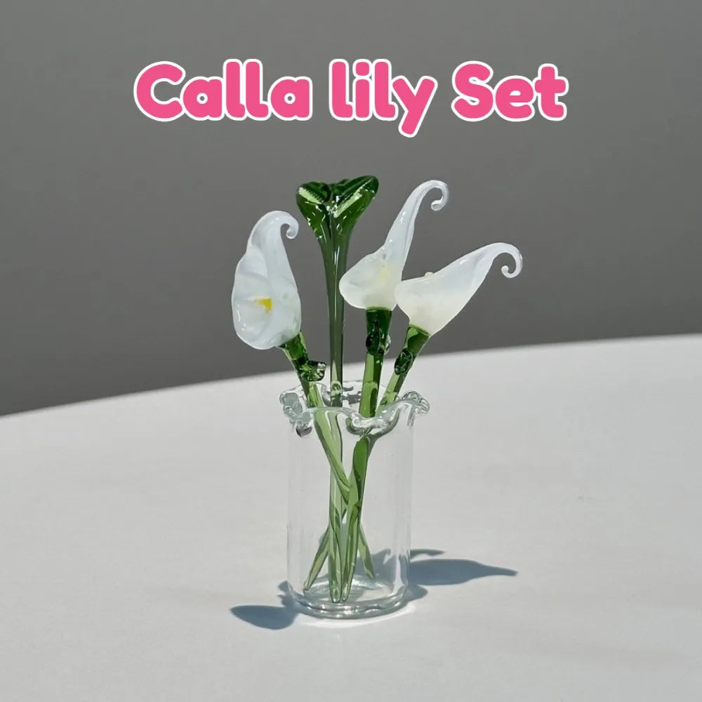 bouquet floral artificiel verre multicolore moderne vase décoration maison transparent artisanal