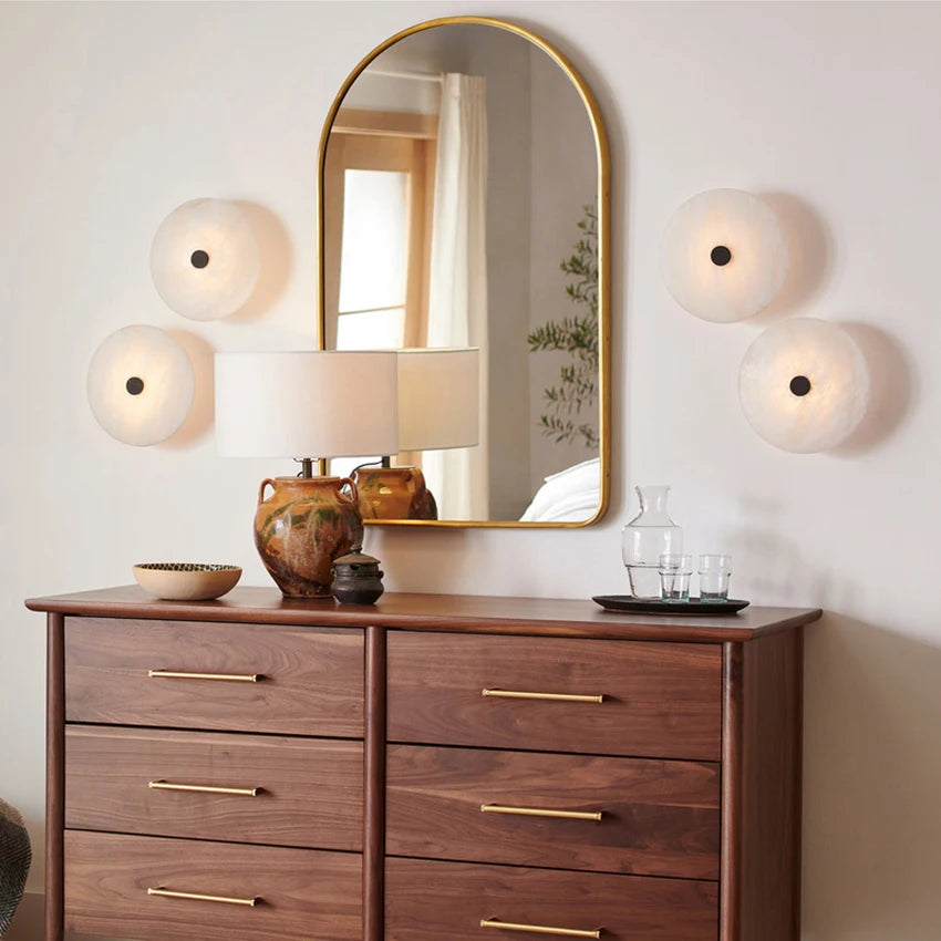 lampe murale moderne marbre blanc noir fixée mur éclairage quotidien chambre salle bainentrée