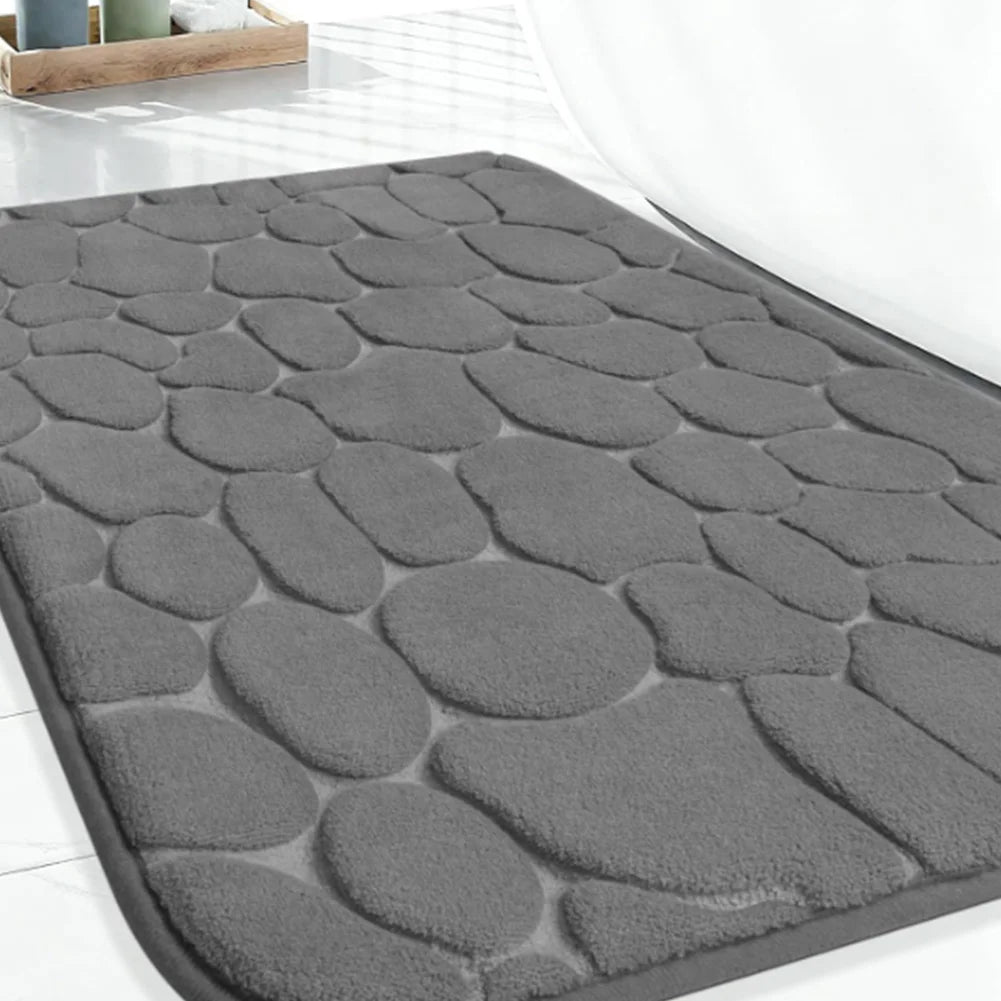 tapis bain antidérapant absorbant motif galets gris moderne minimaliste rapide machine sec
