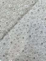 tissu décoratif blanc paillettes fleurs élégant festif polyester coton imperméable occasion mariage haute qualité