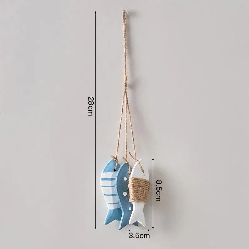 décorations murales marine poissons hippocampes étoiles mer phare cordelette blanc bleu beige gris deco