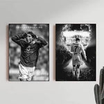 affiche noir blanche photo Ronaldo cadre décoration mur salon chambre réaliste