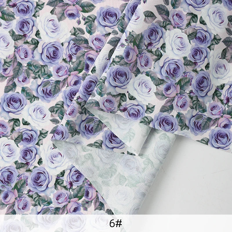 tissu mousseline polyester imprimé fleurs roses fond noir couture robe chemisier rideau diy