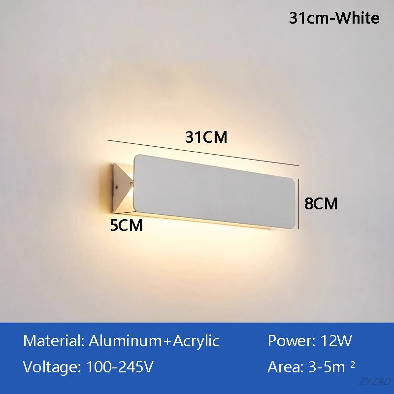 lampe murale led blanche moderne aluminium salon chambre éclairage lecture