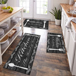 tapis cuisine antidérapant imperméable lettrage cuillères fourchettes texture bois moderne rustique