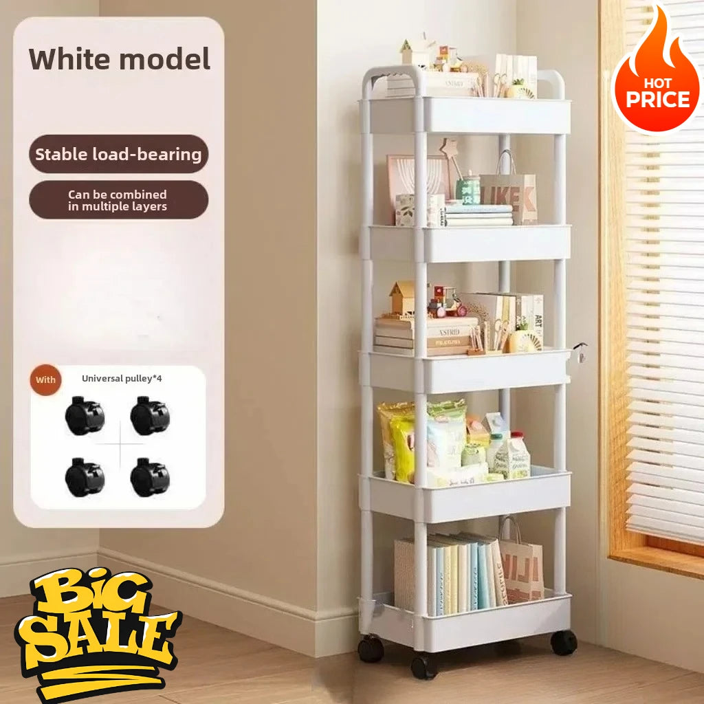 chariot rangement blanc moderne cinq niveaux rangement cuisine salle bain respectueux l'environnement plastique pp