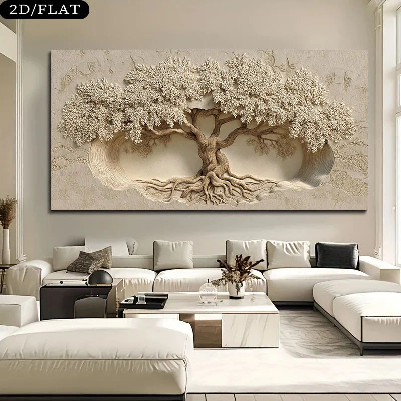 tableau mural moderne arbre relief 3d racines contemporain décoration salon chambreOpaque sans cadre encre