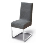 housse chaise extensible motif feuilles gris clair siège salle manger cuisine moderne