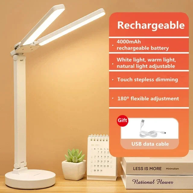 lampe rechargeable led dimmable tactile protection yeux moderne blanc support téléphone