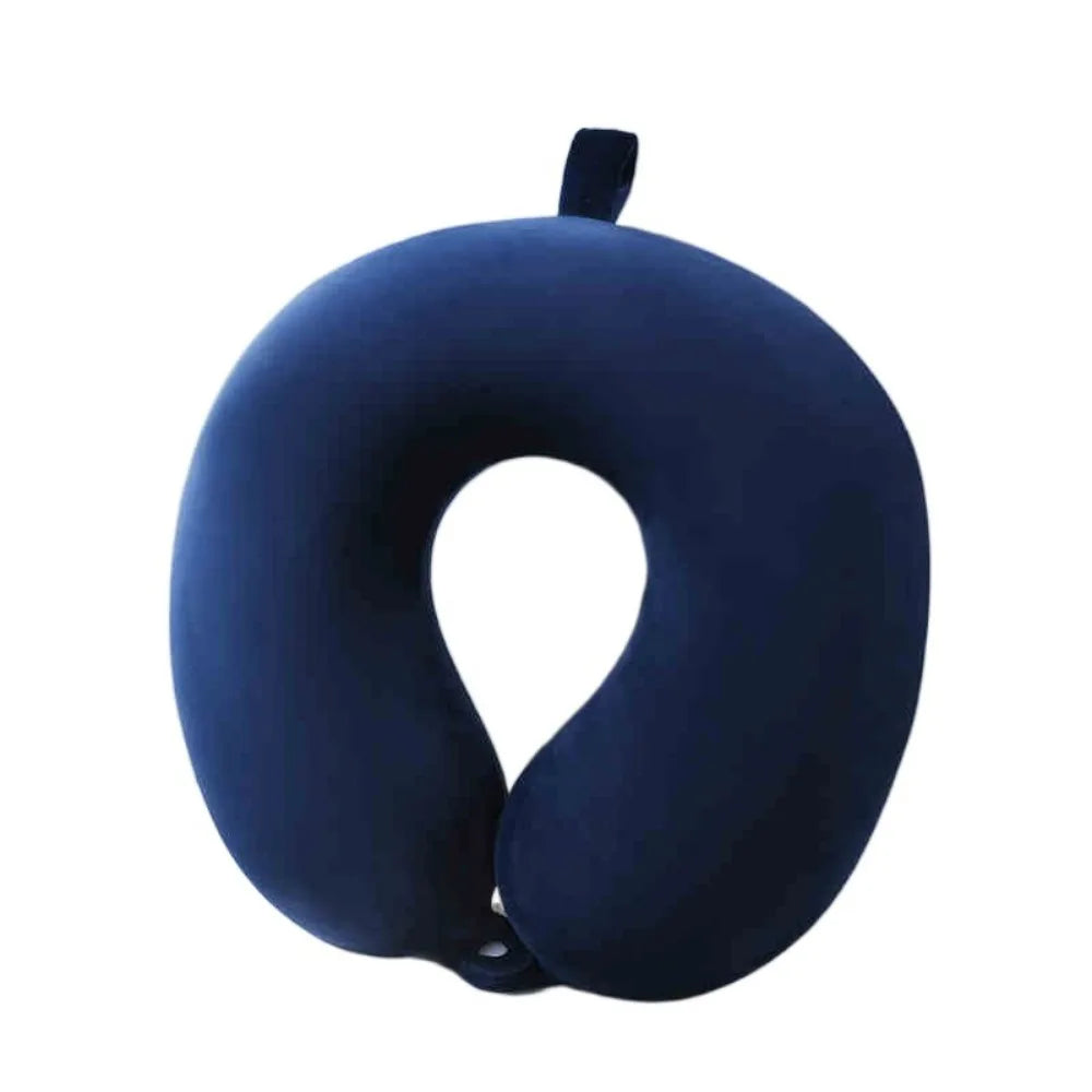 oreiller voyage bleu doux ergonomique coussin double face polyester coton rangement