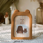 cadre photo bois naturel rayures horizontales illustration animale moderne ornement décoration