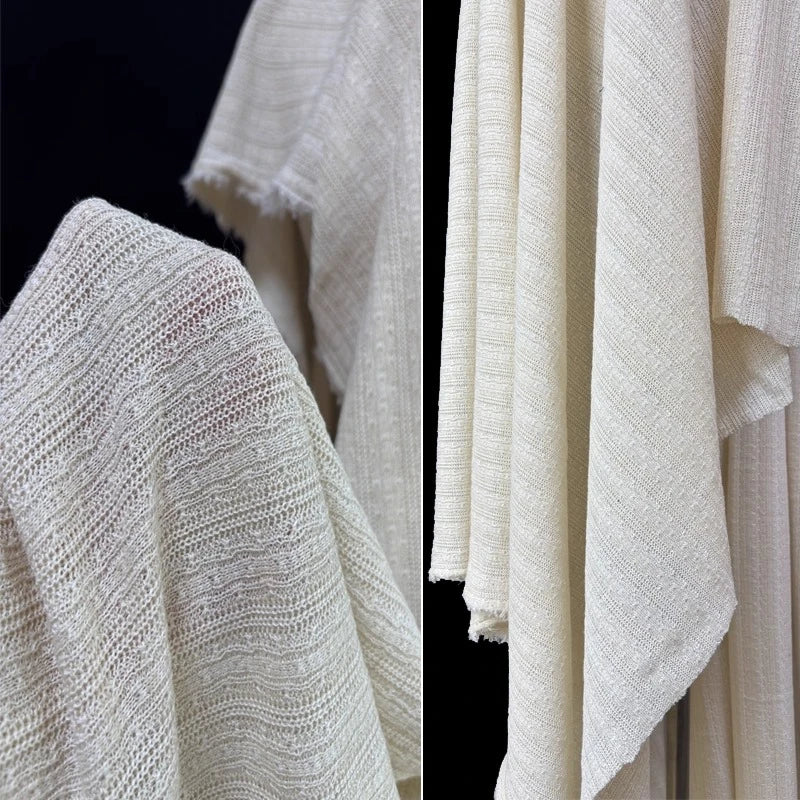 tissu blanc rayures horizontales texture moderne minimaliste 24% coton 53% laine 23% lyocell 150cm