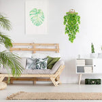 plantes artificielles suspendues feuilles vertes modernes minimalisteextérieur accrochées cordelettes support suspension