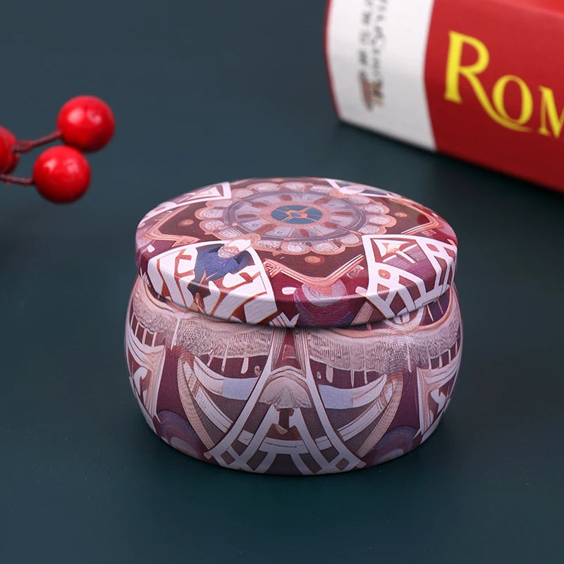 boîte ronde rangement cosmétique décorative motif floral boho chic pot stockage bijoux maquillage