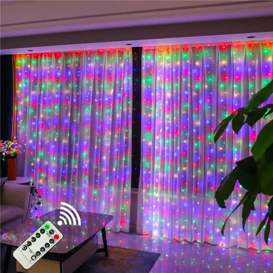 rideau lumineux led multicolore blanc points modernes télécommande usb noël chambre vacances