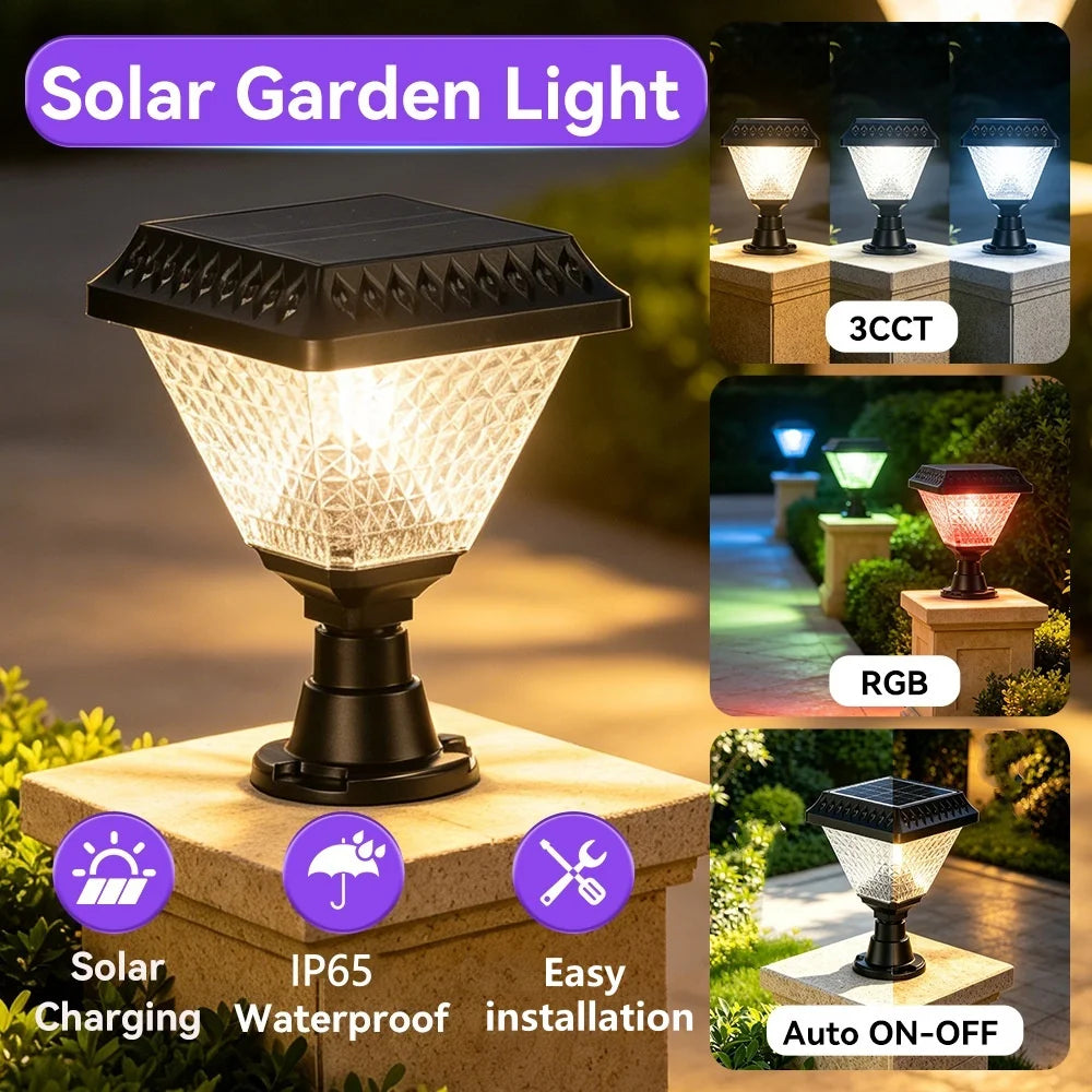 lampe solaire murale ip65 moderne transparente motifs géométriques autocontrôle batterie intégrée éclairage extérieur