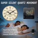 horloge murale vintage bois blanc brun chiffres romains aiguille silencieuse quartz unique classic