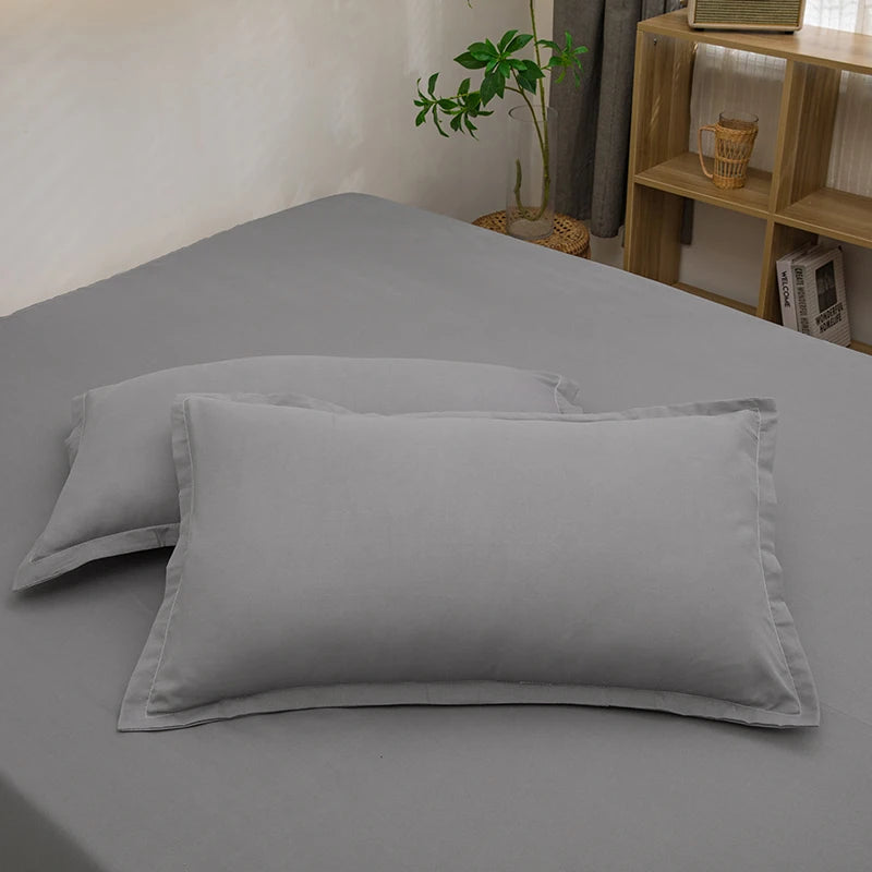 taies d'oreiller simples coton polyester 48x74cm gris roseclair unis opaques lit maison