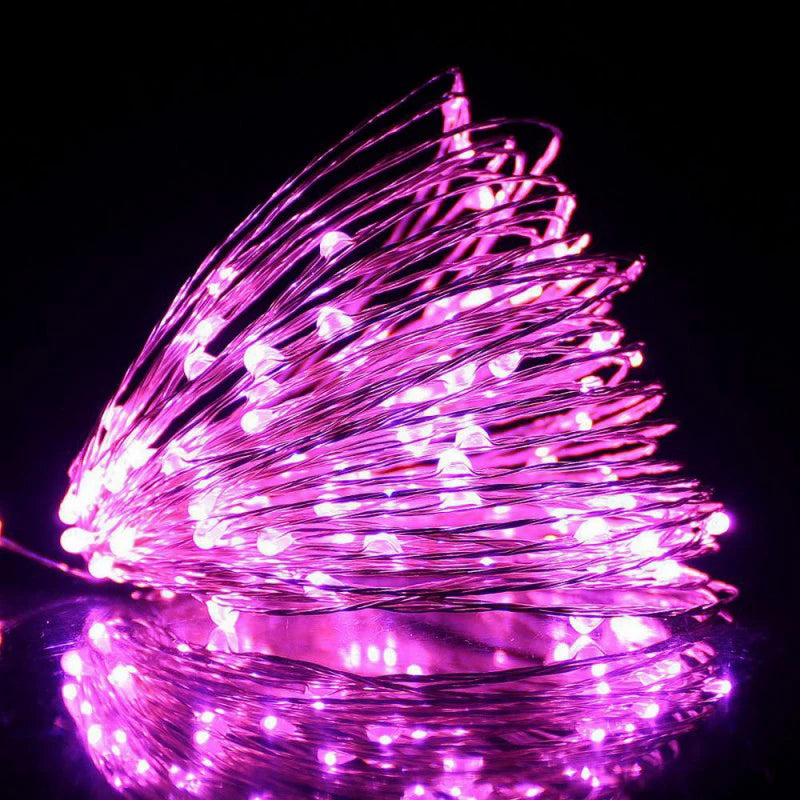 guirlande lumineuse led fil cuivre usb violet vert moderne décoration noël anniversaire chambre salon