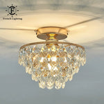 Suspension lumineuse cristaux or transparents classique fixations LED moderne